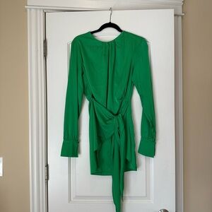NWT green satin mini dress